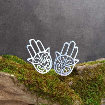 an image of a pair of Sterling Silver Hamsa Stud Earrings