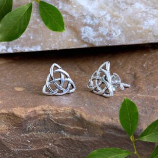 an image of a pair of Sterling Silver Celtic Knot Triangular Stud Earrings