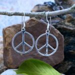an image of a pair of Polished Sterling Silver Peace Sign Dangle Earrings