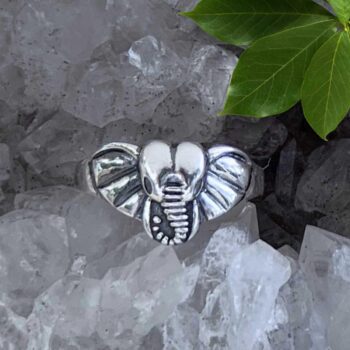 an image of a sterling silver elephant head ring
