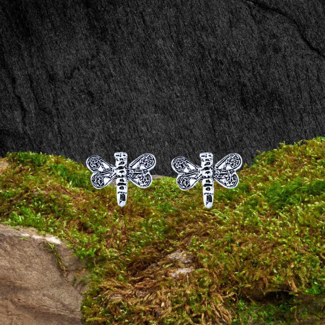 an image of a dainty small Baby Sterling Silver Dragonfly Stud Earrings