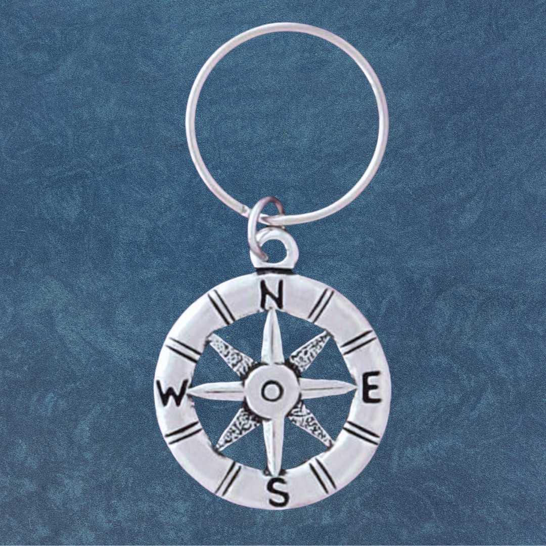 An image of a Pewter Compass Keychain