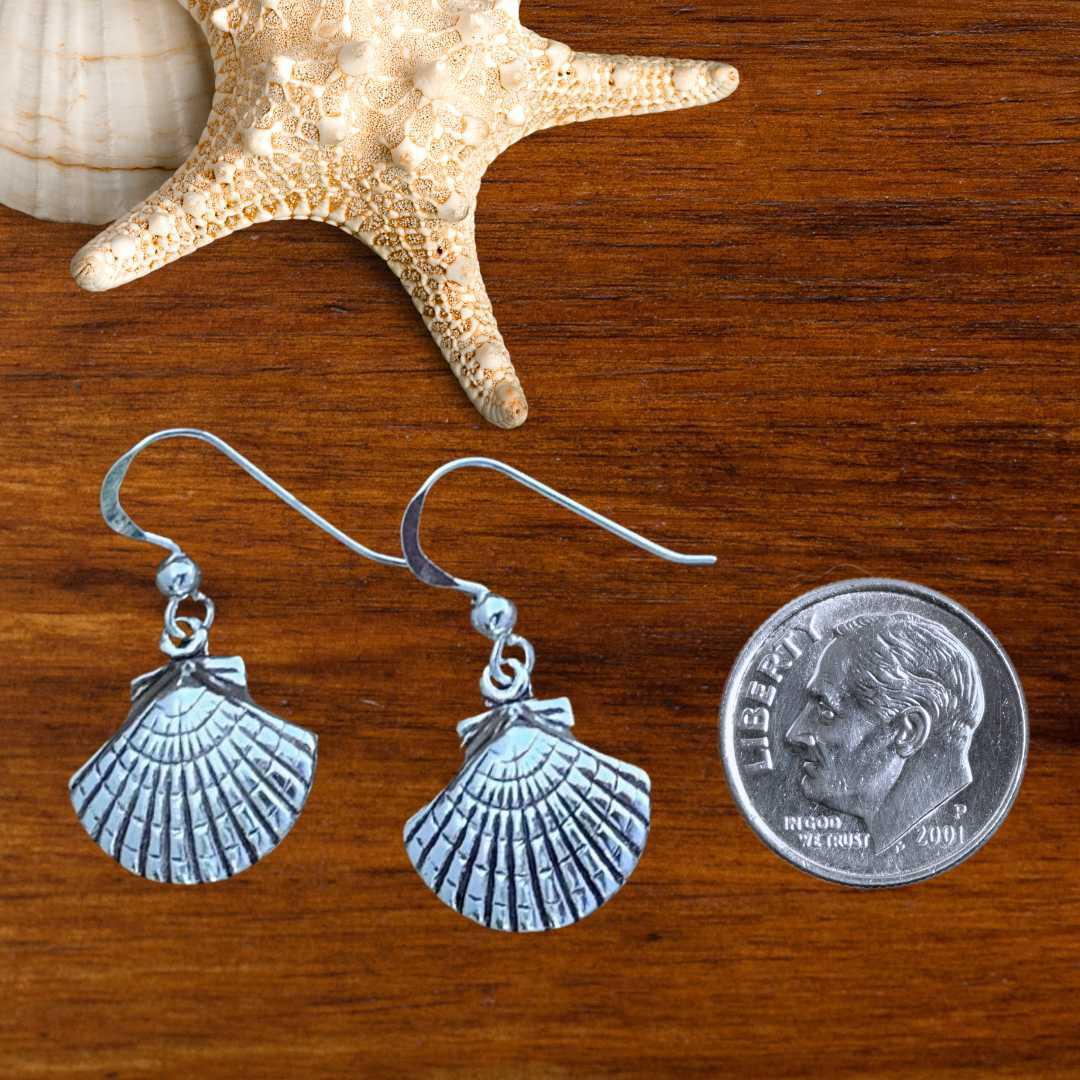 Seashell Sterling Silver Earrings - Image 2