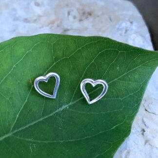 an image of a pair of Sterling Silver Open Heart Stud Earrings