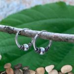 an image of our Small Sterling Silver Ball Bali Hoop Earrings
