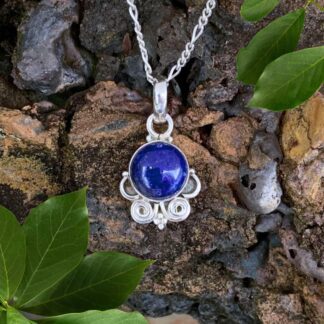 an image of a pair of Pretty Lapis Lazuli and Sterling Silver Swirl Pendant