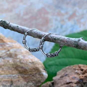 an image of a pair of Small Sterling Silver Bali Hoop Earrings