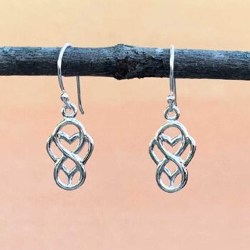 an image of a pair of Infinity Heart Sterling Silver Dangle Earrings