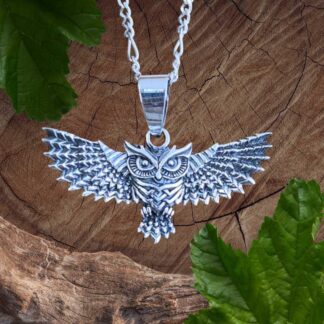 an image of a Sterling Silver Flying Owl Pendant