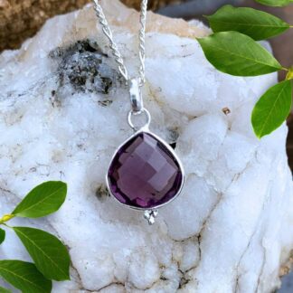 an image of a Petite Faceted Amethyst and Sterling Silver Pendant