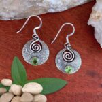 an image of a pair of Sterling Silver and Peridot Round Spiral Earrings