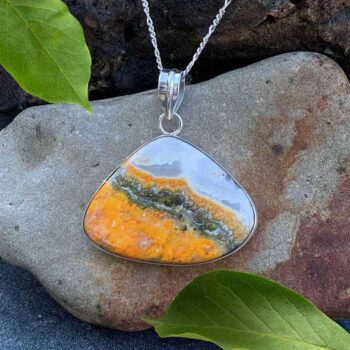 an image of a Bumblebee Jasper and Sterling Silver Triangular Pendant