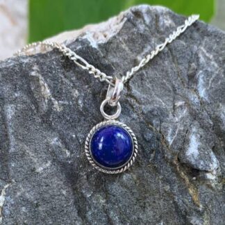 an image of a Petite Round Lapis Lazuli Sterling Silver Pendant