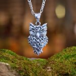 an image of a Charming Celtic Owl Sterling Silver Pendant with some Celtic knotwork