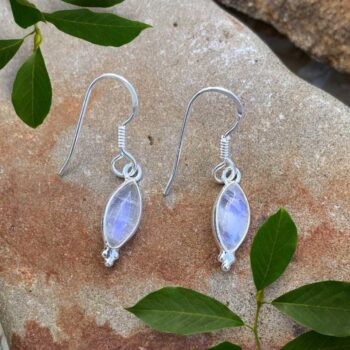 an image of a Petite Marquise Rainbow Moonstone and Sterling Silver Earrings