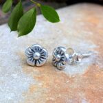 an image of a pair of Sterling Silver Pansy Flower Stud Earrings