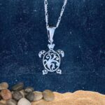 an image of aFiligree Sterling Silver Sea Turtle Pendant