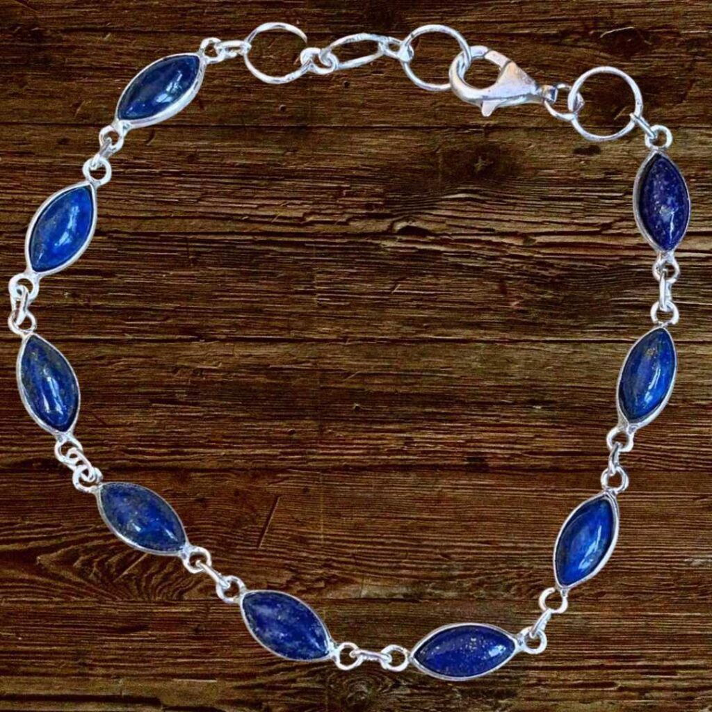 an image of a Marquise Lapis Lazuli and Sterling Silver Bracelet