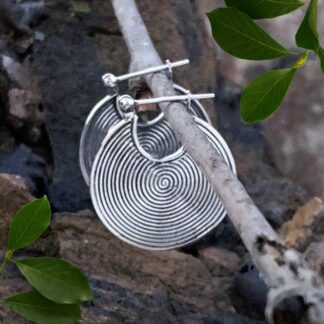 an image of a pair of Sterling Silver Tribal Spiral Hoop Earrings