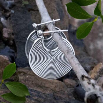 an image of a pair of Sterling Silver Tribal Spiral Hoop Earrings