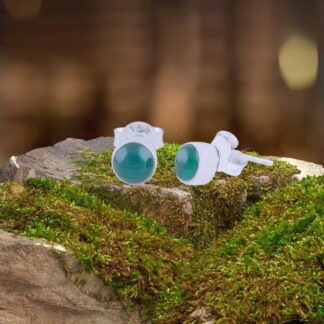 an image of a pair of Very Petite Classic Green Onyx Sterling Silver Stud Earrings