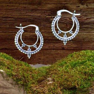 Sterling Beaded Layer Hoop-Earrings