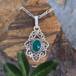 an image of a Filigree Sterling Silver Green Onyx Pendant