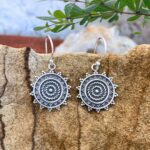 an image of a pair of Sterling Silver Starburst and Sun Mandala Earrings