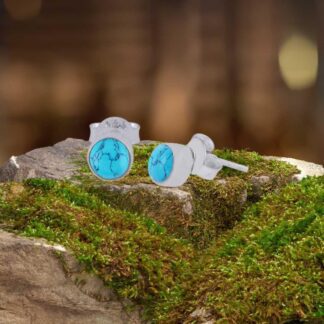 Very Petite Classic Turquoise Sterling Silver Stud Earrings