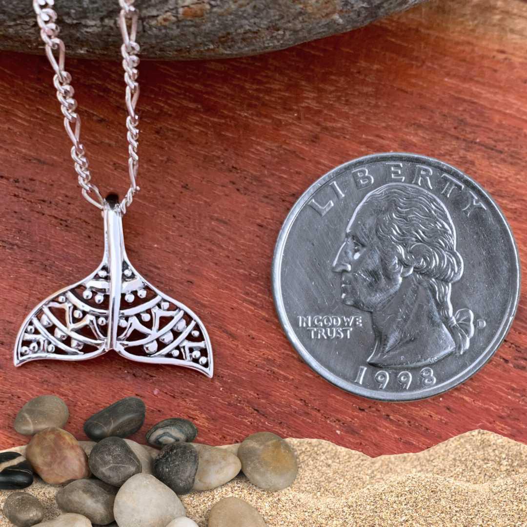 Sterling Silver Filigree Whale Tail Pendant - Image 2