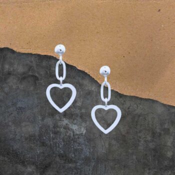 an image of a pair of Dainty Open Sterling Silver Heart Post Earrings