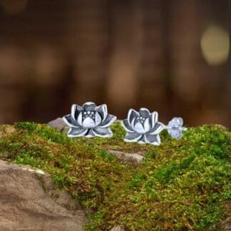 Sterling Silver Blooming Lotus Stud Earrings
