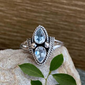 an image of a Double Faceted Blue Topaz and Sterling Silver Ring