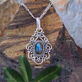 an image of a Filigree Sterling Silver and Labradorite Pendant