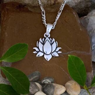 Oxidized Sterling Silver Blooming Lotus Pendant