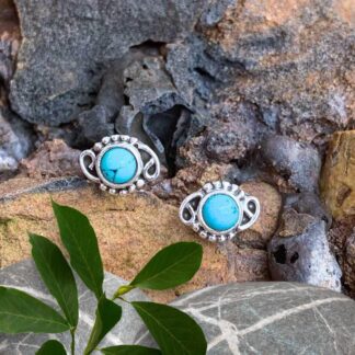 an image of a pair of Dainty Sterling Silver Turquoise Stud Earrings