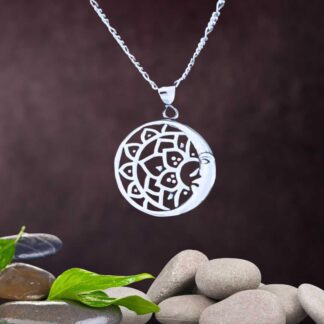 Sterling Silver Lotus Moon Pendant