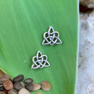 Sterling Silver Celtic Heart Triquetra Stud Earrings