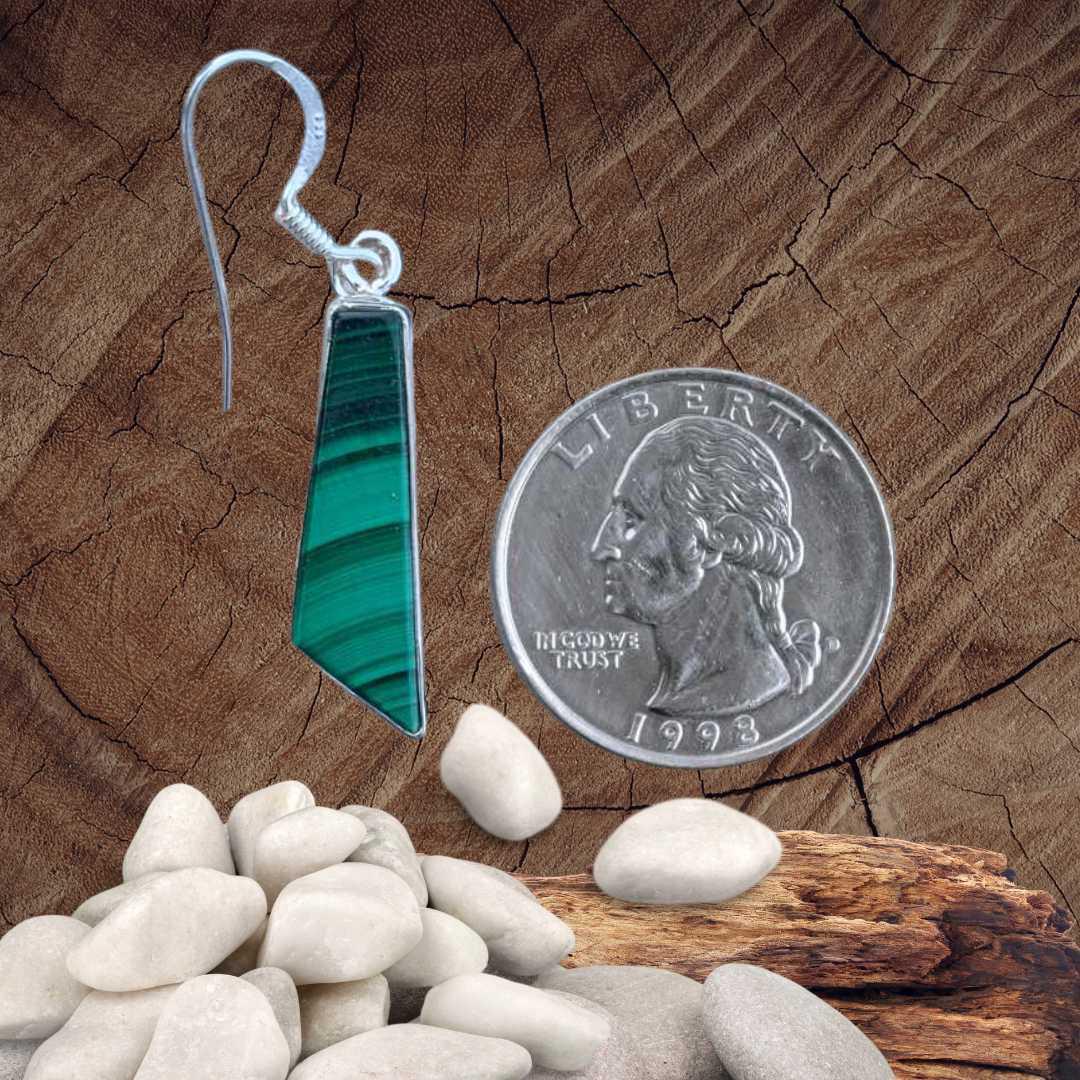 Contemporary Malachite and Sterling Silver Earrings - Image 2