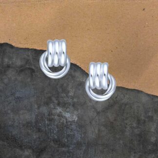 an image of a pair of Sterling Silver Pushback Links Earrings