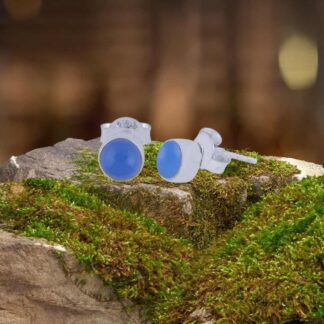 an image of a pair of Very Petite Classic Blue Chalcedony Sterling Silver Stud Earrings