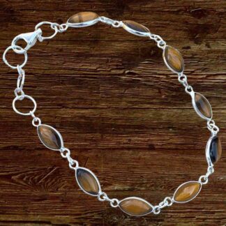 Marquise Tiger's Eye Sterling Bracelet