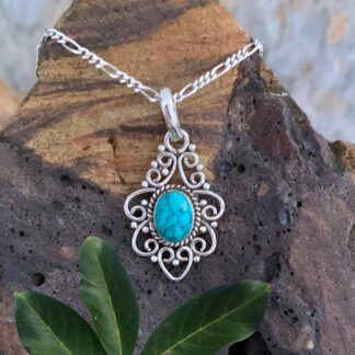 Filigree Sterling Silver and Turquoise Pendant