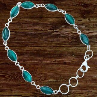 an image of a Malachite Marquise Sterling Bracelet