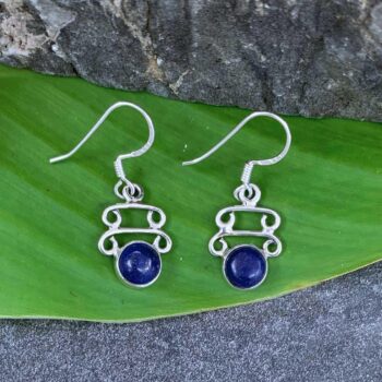 an image of a pair of Double Sterling Silver Bars and Lapis Lazuli Earrings