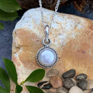 an image of a Petite Round Pearl Sterling Silver Pendant