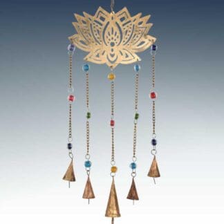 an image of a Recycled Metals Lotus Wind Wind Chime that is 20" long