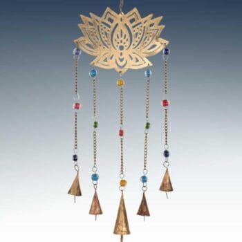 an image of a Recycled Metals Lotus Wind Wind Chime that is 20" long