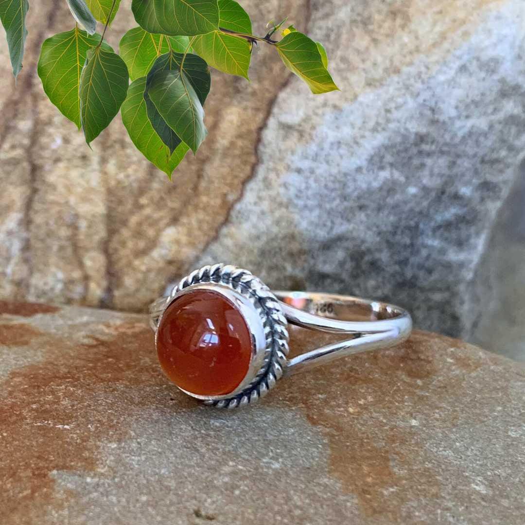an image of a Round Carnelian and Sterling Silver Ring