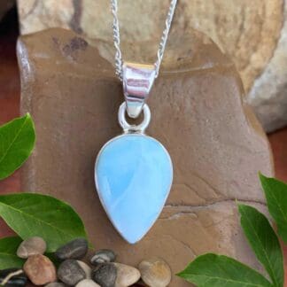 an image of a Dainty Teardrop Larimar and Sterling Silver Pendant